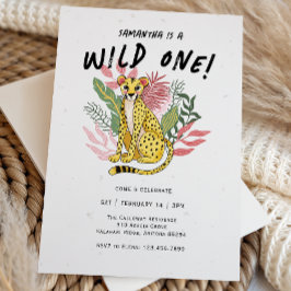 Convites Wild One Cheetah Kids Birthday Party