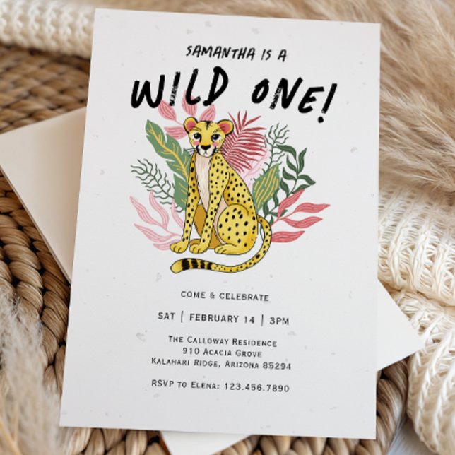 Convites Wild One Cheetah Kids Birthday Party (Criador carregado)