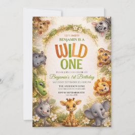 Convites WILD ONE cute Jungle Safary Custom 1st Birthday