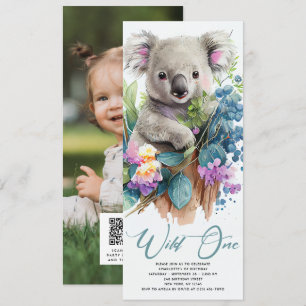 Convites Wild One Cute Koala primeiro aniversario Animal