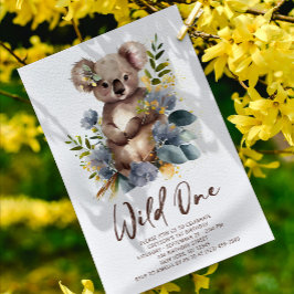 Convites Wild One Cute Koala primeiro aniversario Animal