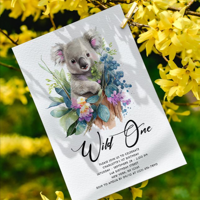 Convites Wild One Cute Koala primeiro aniversario Animal (Criador carregado)