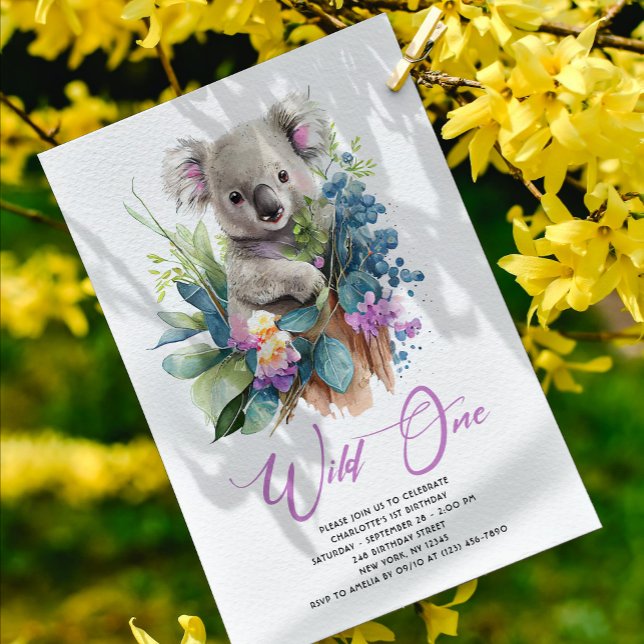 Convites Wild One Cute Koala primeiro aniversario Animal (Criador carregado)