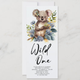 Convites Wild One Cute Koala primeiro aniversario Animal
