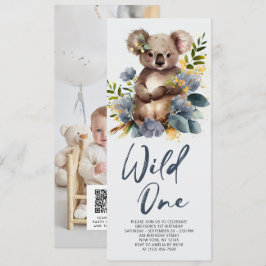 Convites Wild One Cute Koala primeiro aniversario Animal