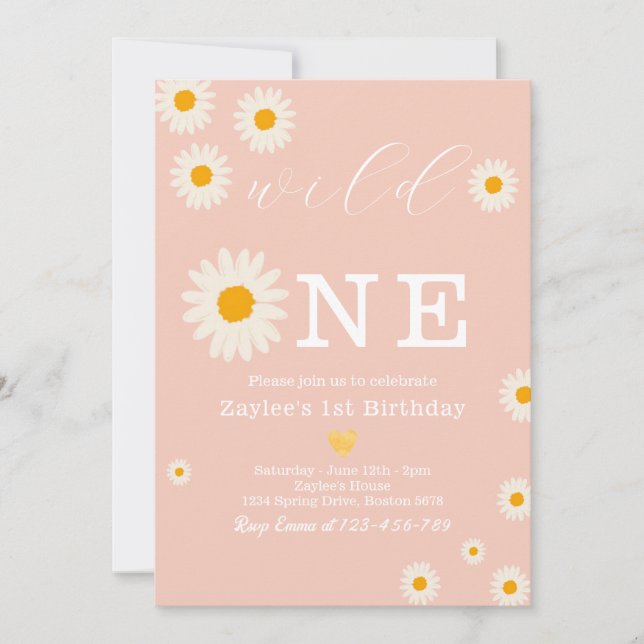 Convites Wild One Daisy Boho Birthday Bash | Aniversário de (Frente)