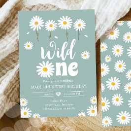 Convites Wild One Daisy Boho Dusty Blue Girl Primeiro Anive