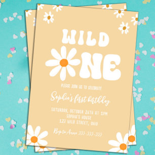 Convites Wild One Daisy Festa de aniversário Boho primeiro 