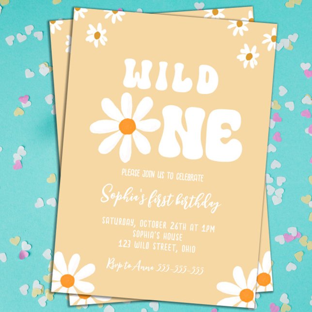 Convites Wild One Daisy Festa de aniversário Boho primeiro  (Wild One 1st Birthday Boho)