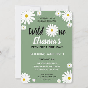 Convites Wild ONE Daisy Flower Girl Aniversário