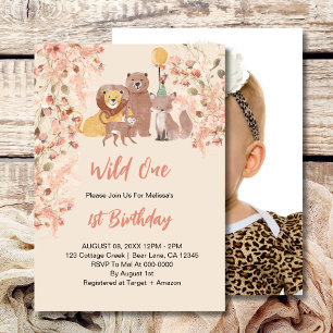 Convites Wild One First Birthday Boho Safari Pink Blush