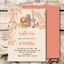Convites Wild One First Birthday Boho Safari Pink Blush