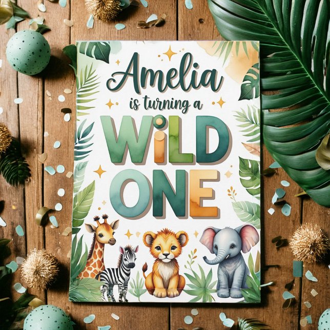 Convites Wild One First Birthday Invitation Card | Amelia (Criador carregado)