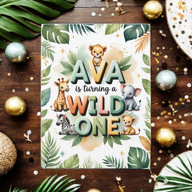 Convites Wild One First Birthday Invitation Card | Ava (Criador carregado)