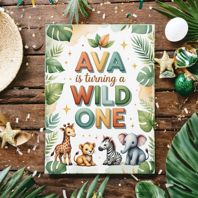 Convites Wild One First Birthday Invitation Card | Ava (Criador carregado)