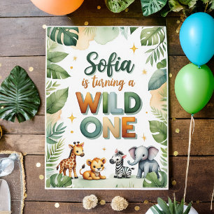 Convites Wild One First Birthday Invitation Card   Sofia