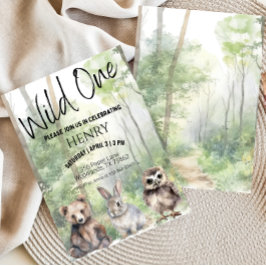 Convites Wild One First Birthday Woodland Animal Convidam