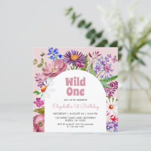 Convites Wild One Flowers 1'rua Birday