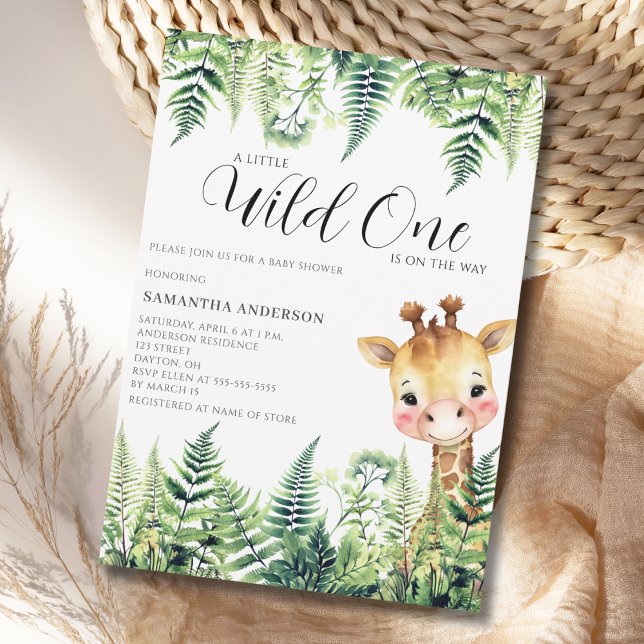 Convites Wild One Giraffe Gender Neutrace Chá de fraldas (Criador carregado)