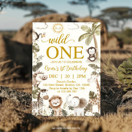 Convites Wild One Jungle Animals 1st Birthday Party