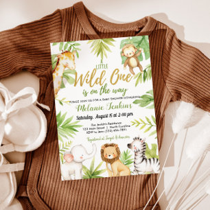 Convites Wild One Jungle Animals Boy Baby Shower