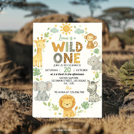 Convites Wild One Jungle Animals Safari 1st Birthday