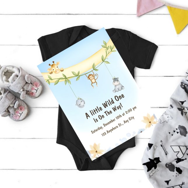 Convites Wild One Jungle Baby Shower Invitation (Criador carregado)
