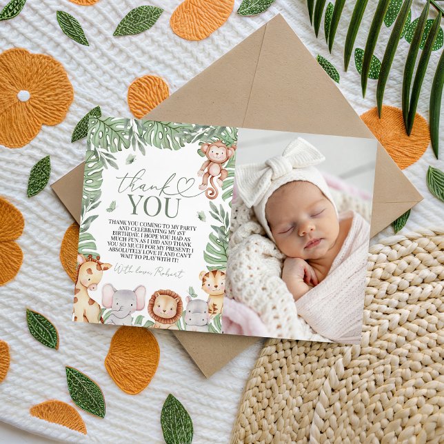 Convites Wild One Jungle Photo Thank You (Criador carregado)