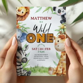 Convites Wild One Jungle Safari 1st birthday Invitation