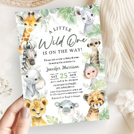 Convites Wild One Jungle Safari Animals Baby Shower
