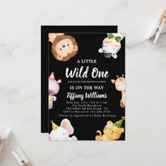 Convites Wild One Jungle Safari Baby Shower Party