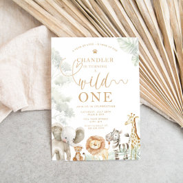 Convites Wild One Jungle Safari Birthday Invitation