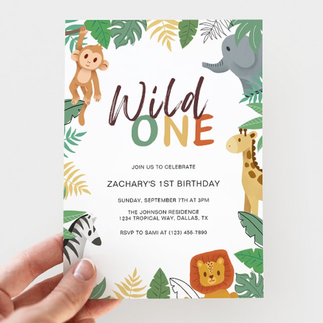 Convites Wild One Kids Safari 1st Birthday Party (Criador carregado)