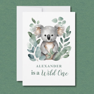 Convites Wild One Koala Animal Child primeiro aniversario