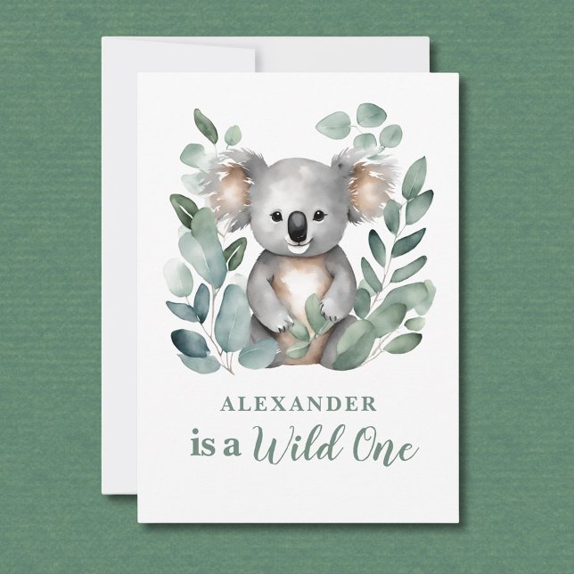 Convites Wild One Koala Animal Child primeiro aniversario (Criador carregado)