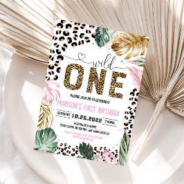 Convites Wild One Leopard Print Jungle Birthday