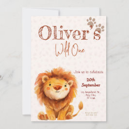 Convites Wild one lion birthday Invitation