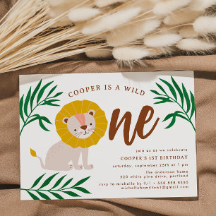 Convites Wild One Lion Jungle Safari 1st Birthday