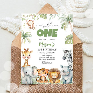 Convites Wild One Party Animals Kids 1st Birthday