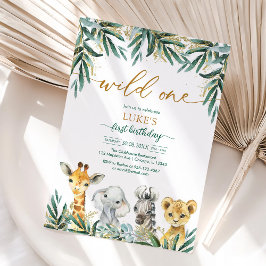 Convites Wild One Party Animals Kids Birthday Invitation