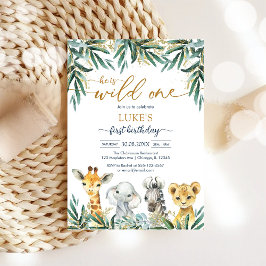 Convites Wild One Party Animals Kids Birthday Invitation