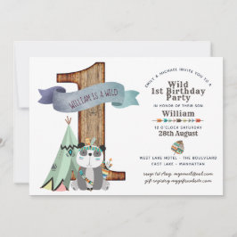Convites Wild One primeiro aniversario Convide TeePee Triba