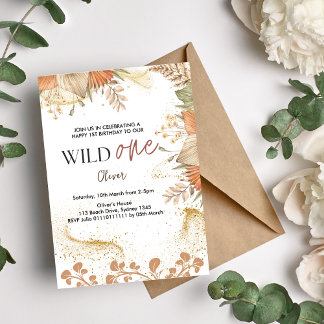 Convites Wild One retro boho Theme Primeiro Aniversário