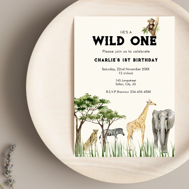 Convites Wild One Safari Animal Birthday Invitation (Wild One Birthday Invitation)