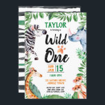 Convites Wild One Safari Animal Kids primeiro aniversario<br><div class="desc">Watercolor Wild One primeiro aniversario Safari Animal Aniversário de criança Invitation. Zebra,  rinoceronte,  girafa e merkats com folhas em um tema safari. O Wild One aniversário de criança convida para uma festa selvagem de safari. www.SamAnnDesigns.com</div>