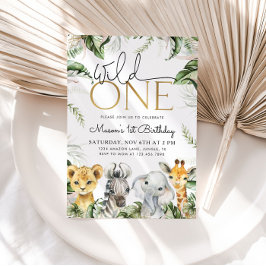 Convites Wild One Safari Animal primeiro aniversario Boys I