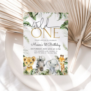 Convites Wild One Safari Animal primeiro aniversario Boys I