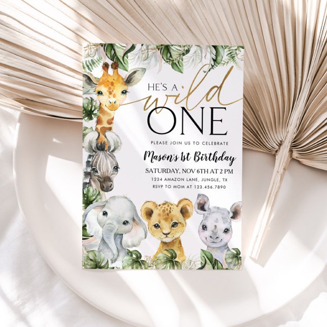 Convites Wild One Safari Animal primeiro aniversario Boys I (Criador carregado)