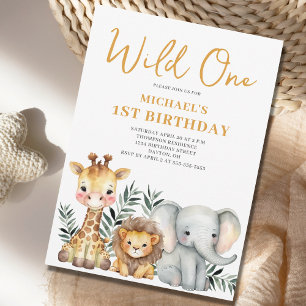 Convites Wild One Safari Animal primeiro aniversario Invita