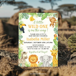 Convites Wild One Safari Animals Baby Shower